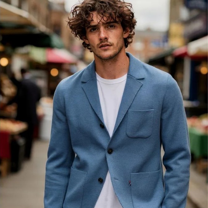 Bende Knit Blazer Vintage Blue