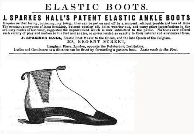 Оригинальный патент на ботинки Челси от 1851 года