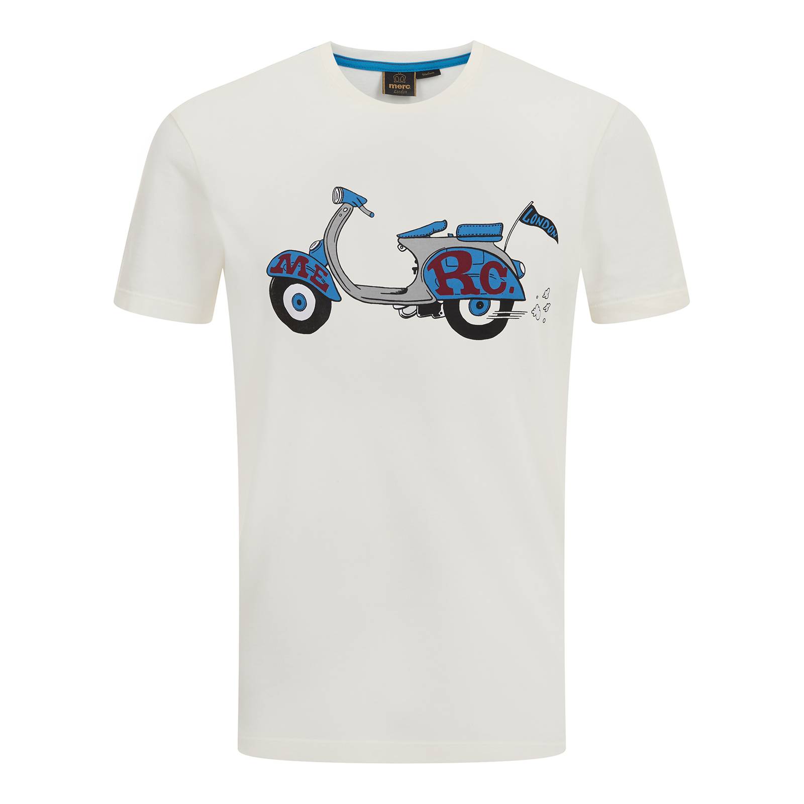 Мужская футболка с круглым воротом Sinclair из хлопка Джерси с поп-арт изображением скутера, белая, бренда MERC, купить на официальном сайте со СКИДКОЙ!