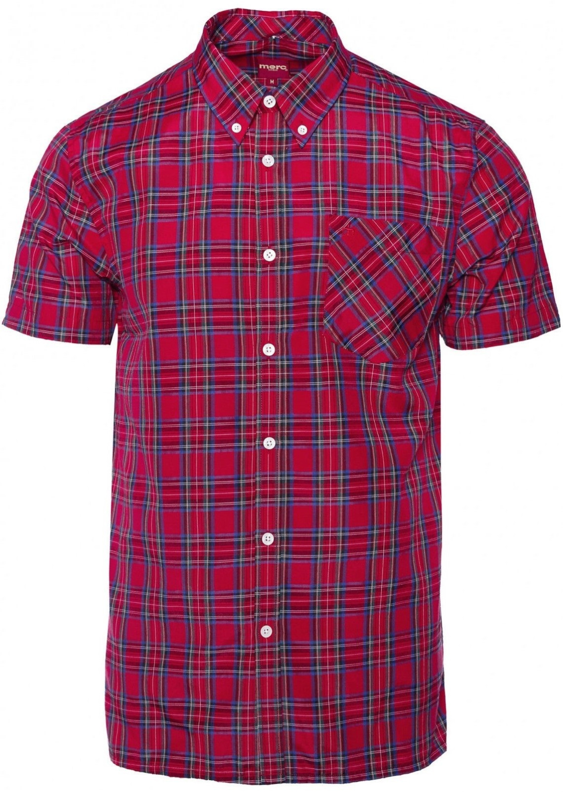 Рубашка в клетку шотландку Merc Mack, stewart red (красная), с коротким рукавом
