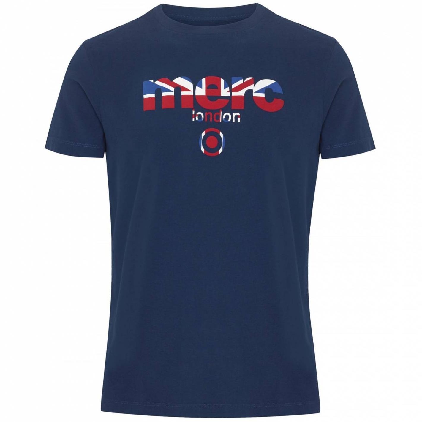 Мужская футболка Merc Broadwell темно синяя с классическим логотипом Merc, купить на официальном сайте 